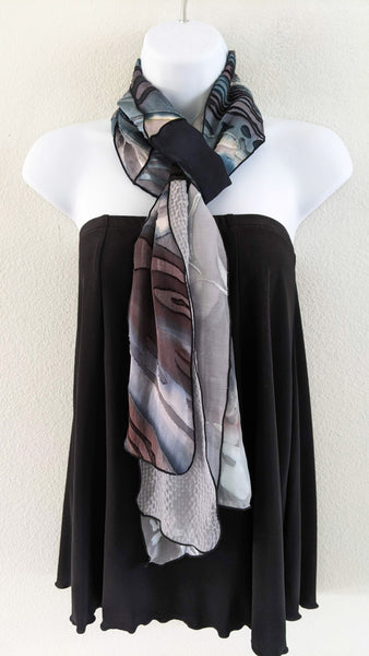 Silk Art Scarf Midnight Silver